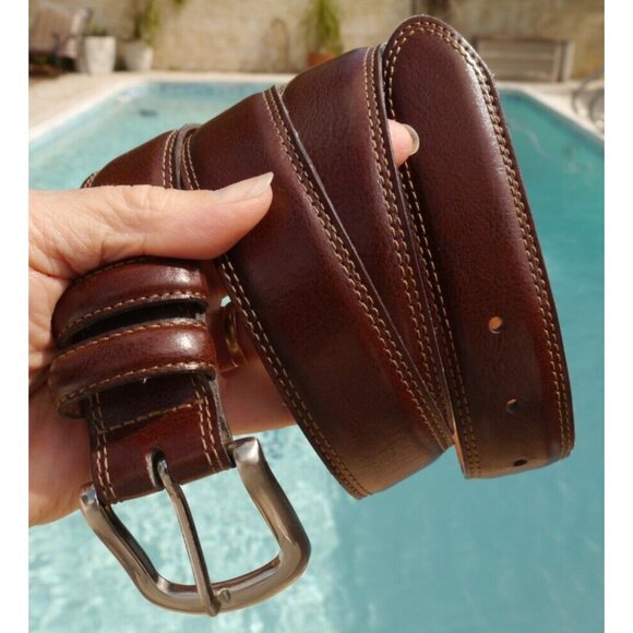 Izod Belt Men's Brown Bonded Leather 1 3/8”Wide SIlver Buckle XL IZ1656 Canada - Picture 1 of 11
